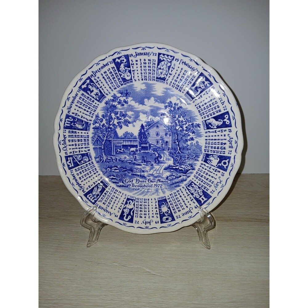 Alfred Meakin Staffordshire “God Bless Our House” Calendar Plate 1972 England 9”